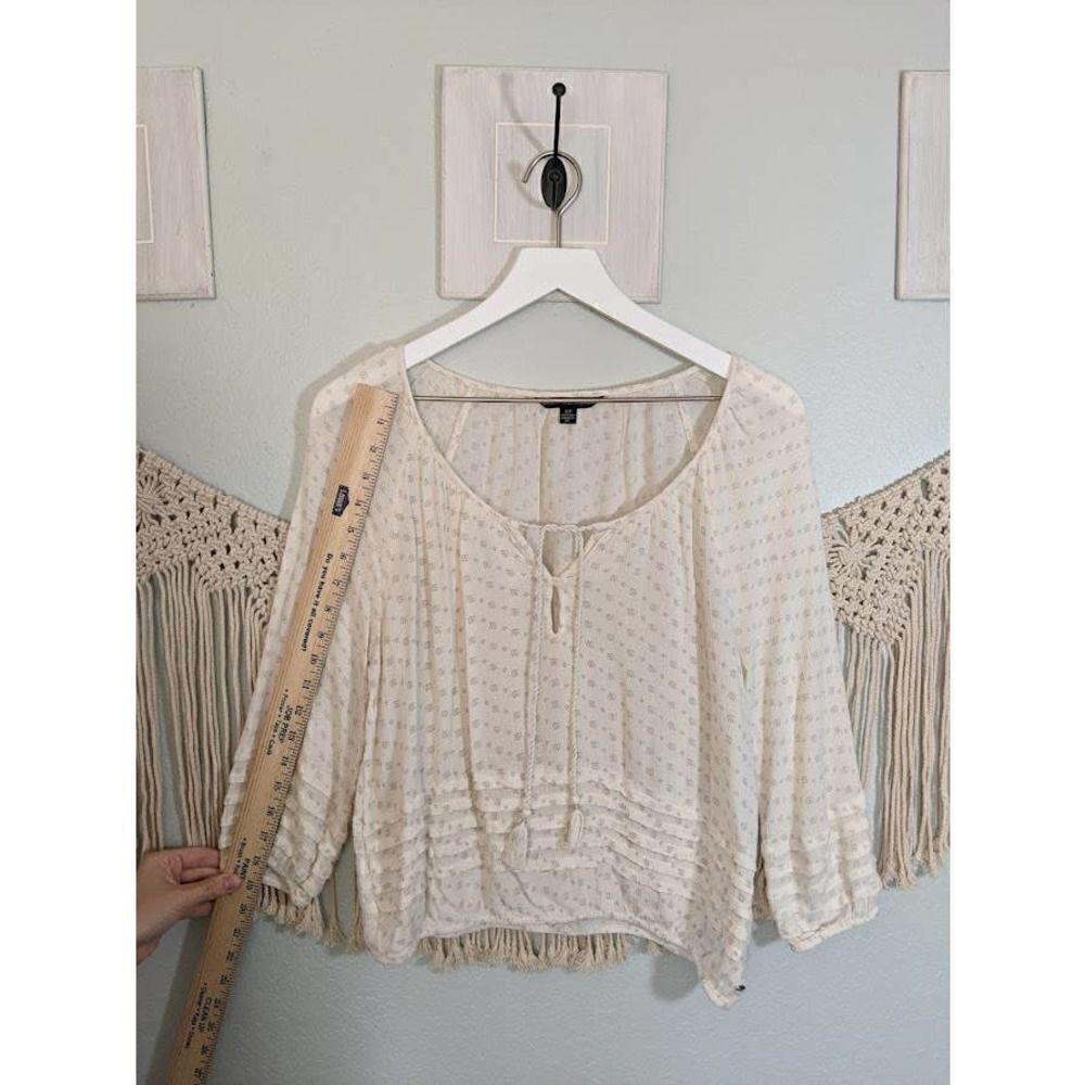 AMERICAN Eagle Ivory Detailed Blouse - Picture 8 of 11